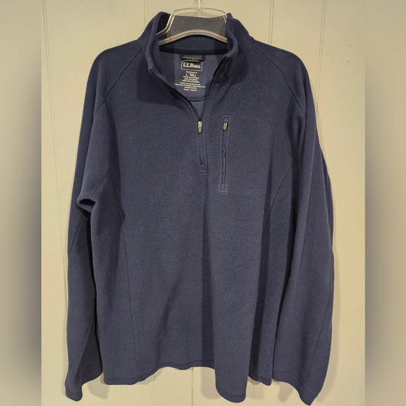 L.L. Bean Fleece Shirt Mens Blue Large Tall Sweatshirt Quarter Zip Chest Pocket - Picture 1 of 4